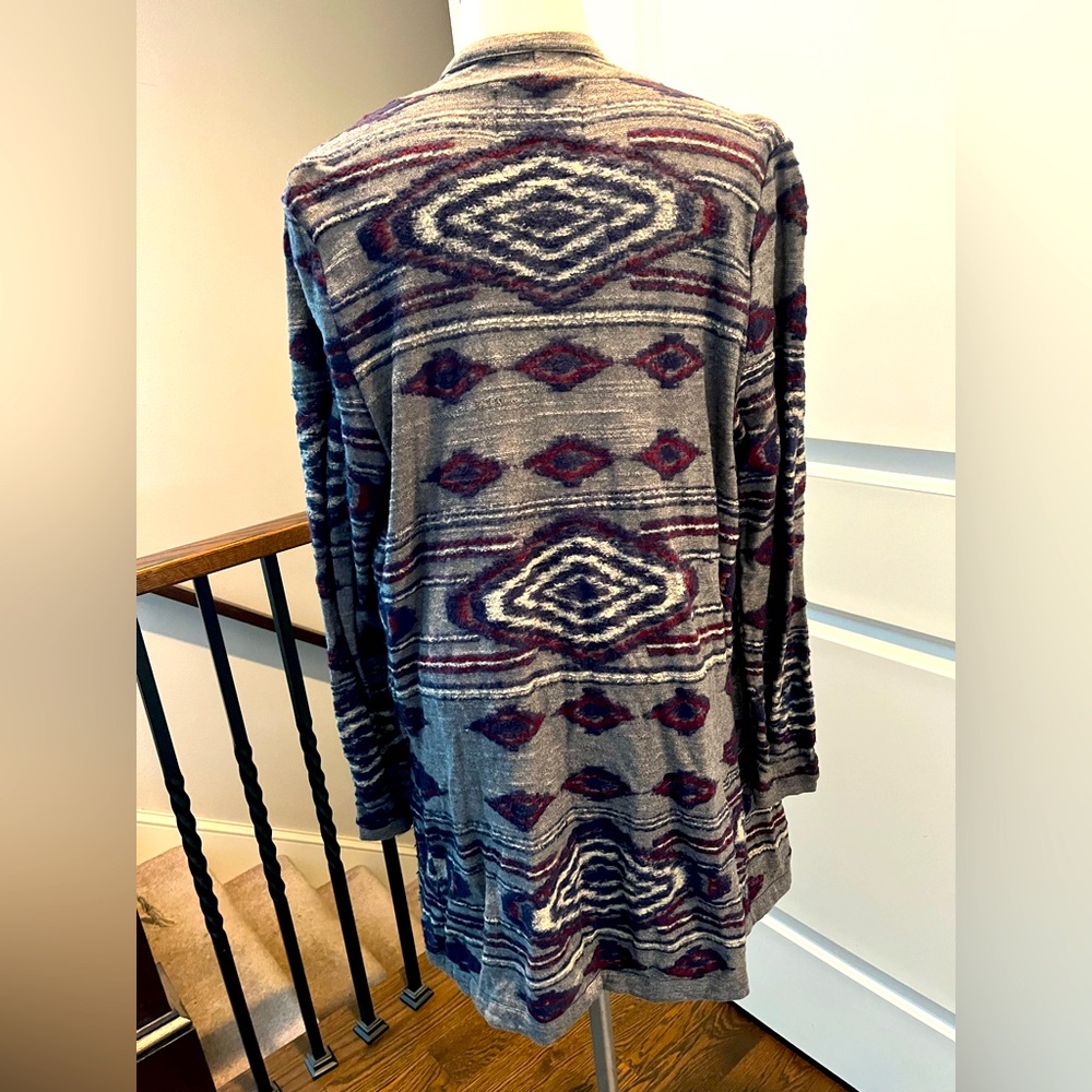 Lucky large woman’s Aztec cardigan sweater western gray jacket